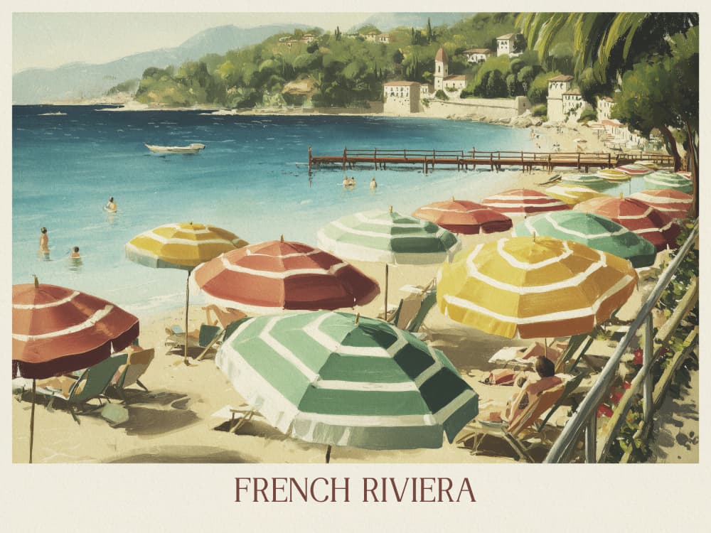 French Riviera Summer Beach by Andreas Magnusson — canvas wall art