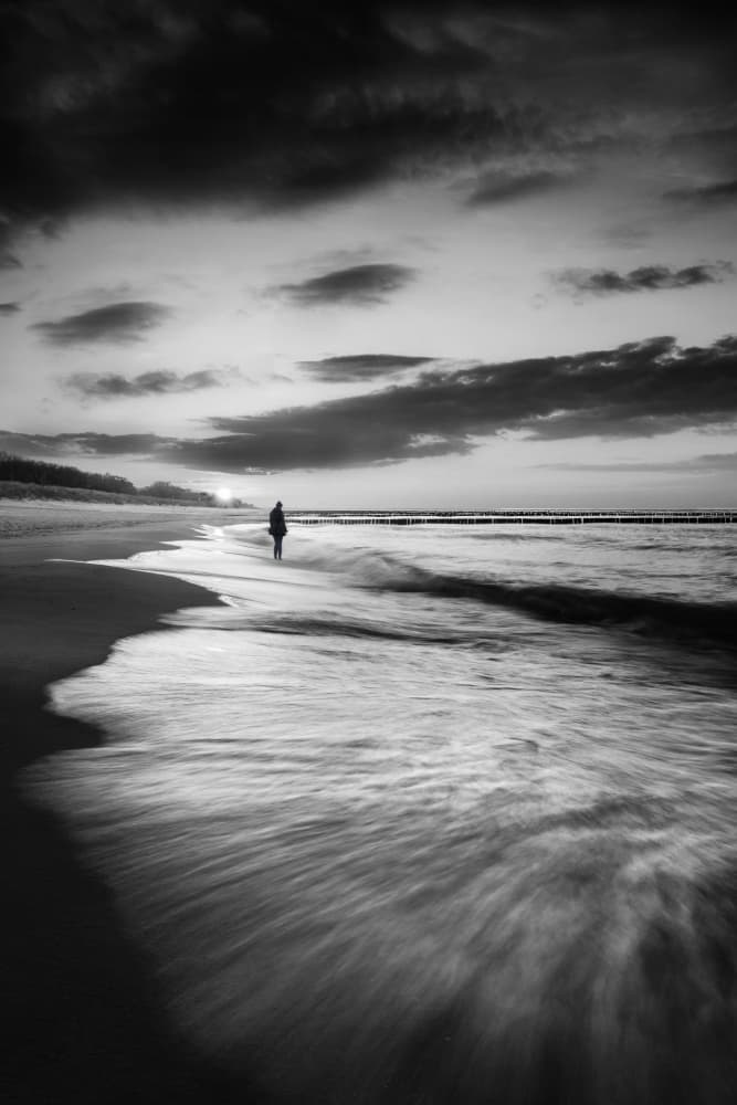 Solitary Beach Walk by fotomarion — canvas wall art