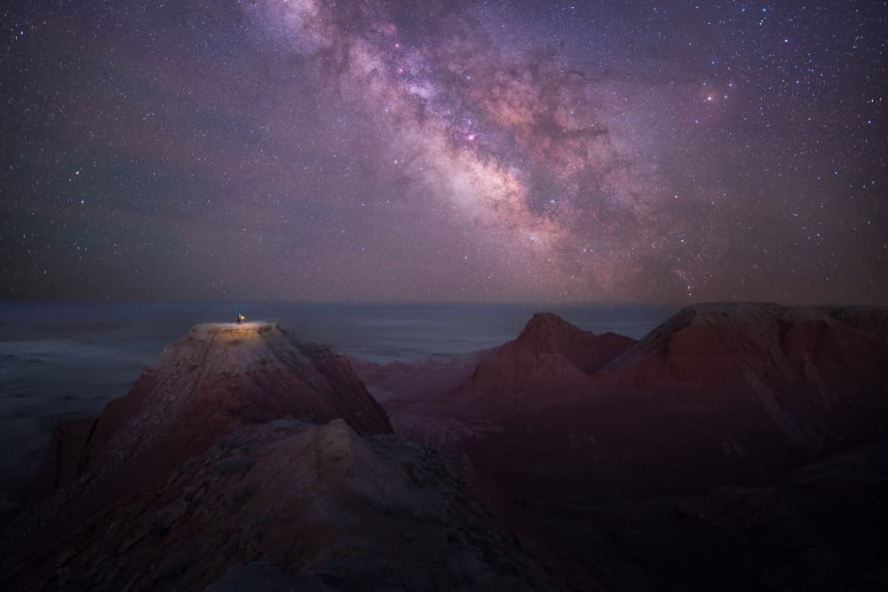 Milky Way Mountain Night by Simoon — canvas wall art