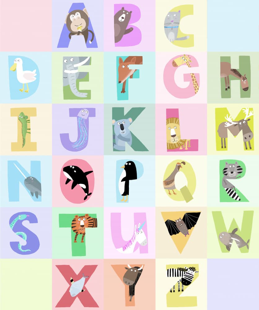 Whimsical Animal Alphabet by Carla Daly — canvas wall art