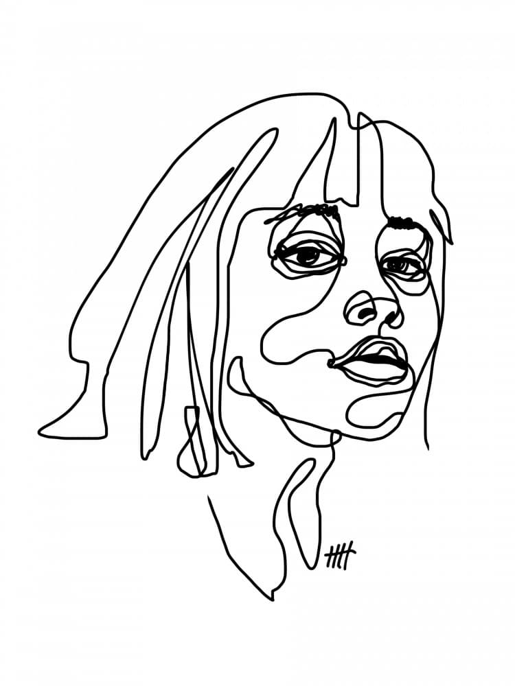Line Art Woman Portrait by Hanna Lee Tidd — canvas wall art
