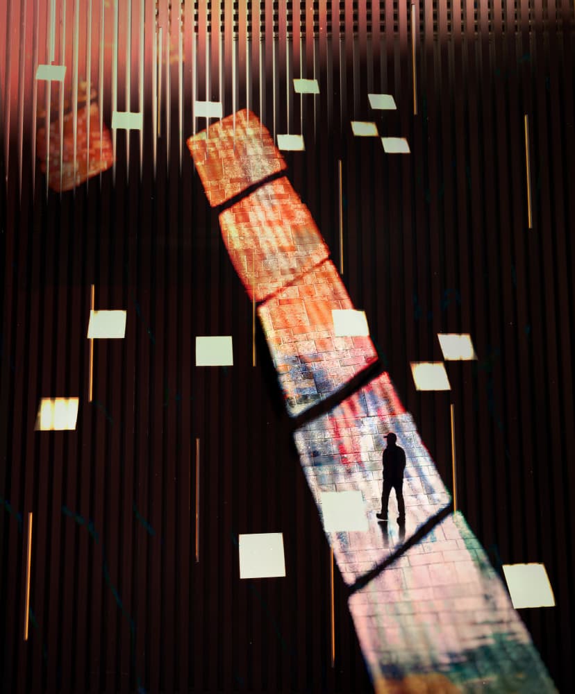 Lone Figure Glowing Path by Shenshen Dou — canvas wall art
