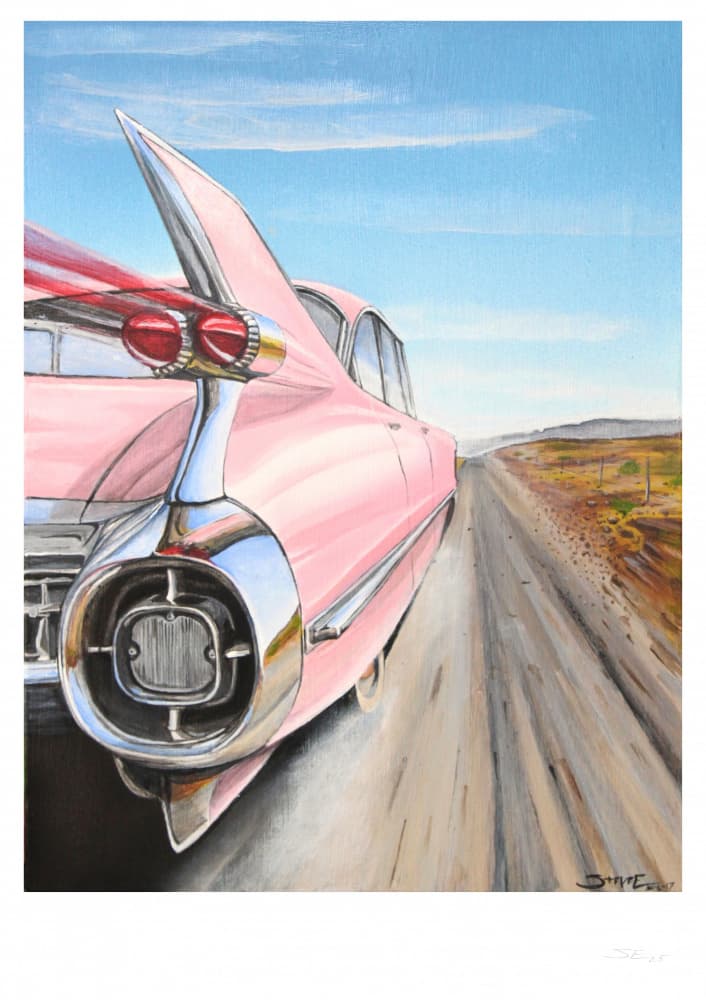 Pink Car Open Road by Steve Erwin — canvas wall art
