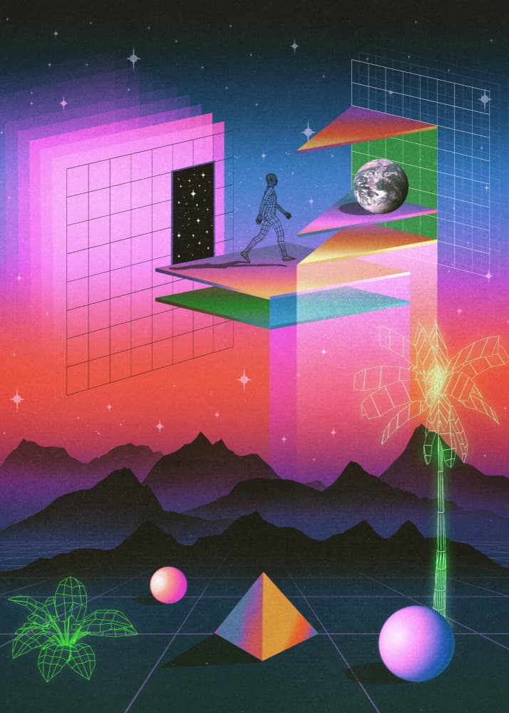 Retro Future Walk by Nibera — canvas wall art