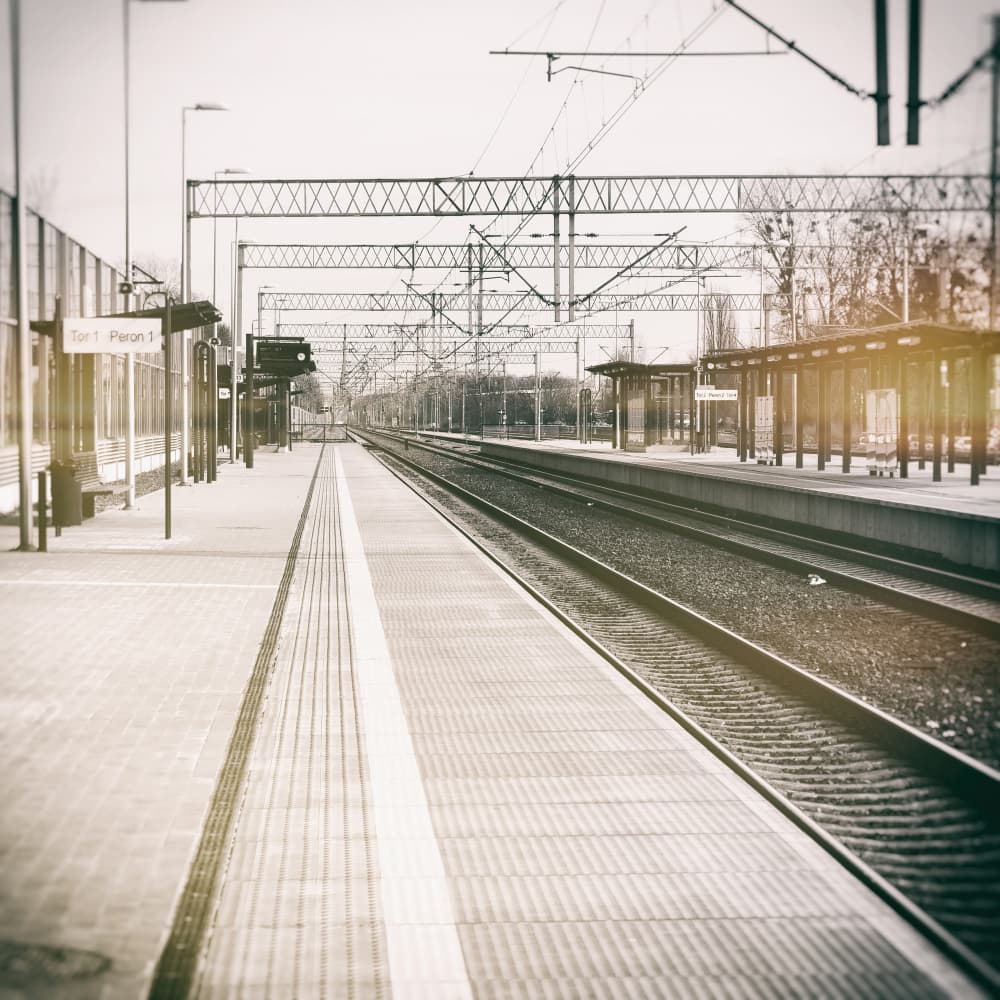 Empty Station Platform by Justyna Jaszke — canvas wall art