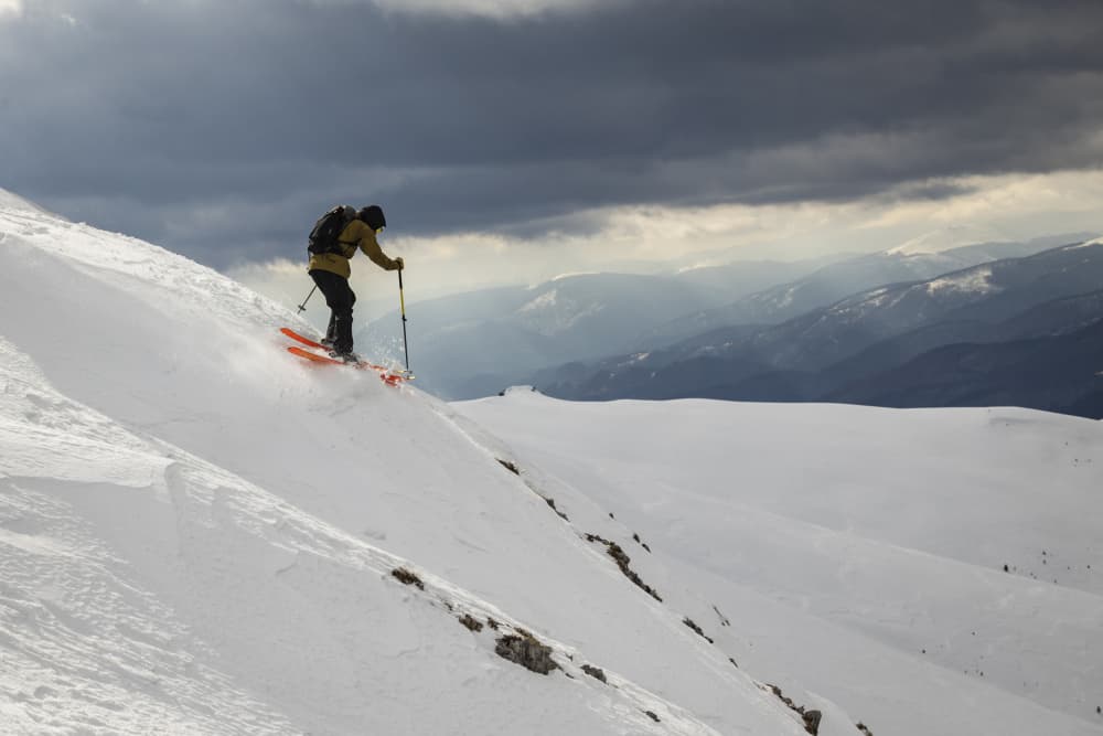 Dramatic Mountain Skier by ATTILA SZABO — canvas wall art