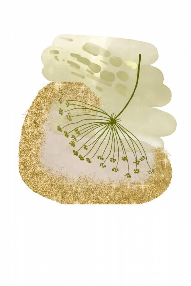 Golden Dill Flower Abstract by Sally Ann Moss — canvas wall art