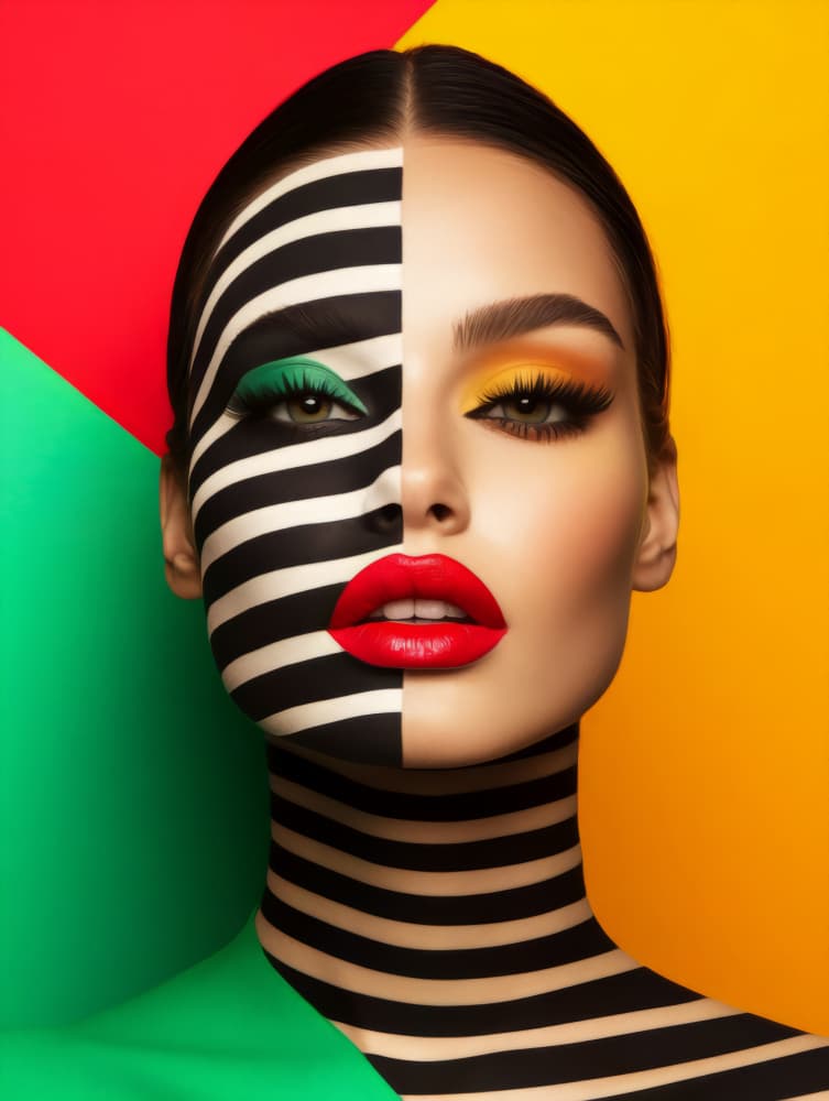 Bold Split Face Portrait by Bilge Paksoylu — canvas wall art