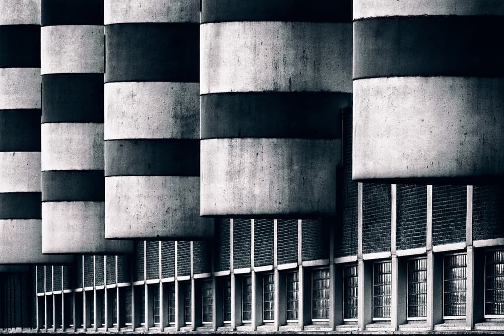 Striped Concrete Facade by Hans-Wolfgang Hawerkamp — canvas wall art