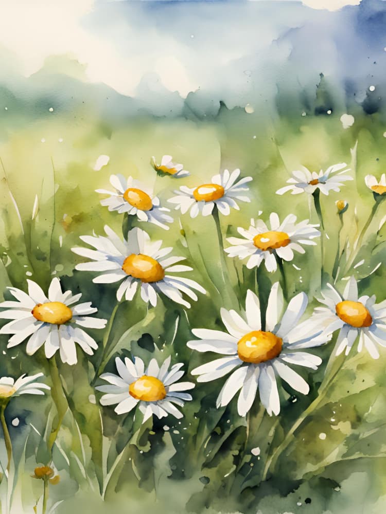 Blooming Daisy Field by Ohkimiko — canvas wall art
