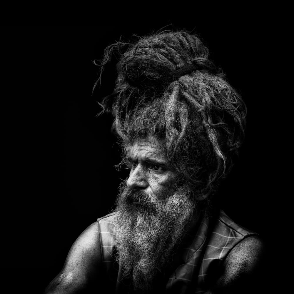 Contemplative Sadhu Portrait by Som Prasad — canvas wall art