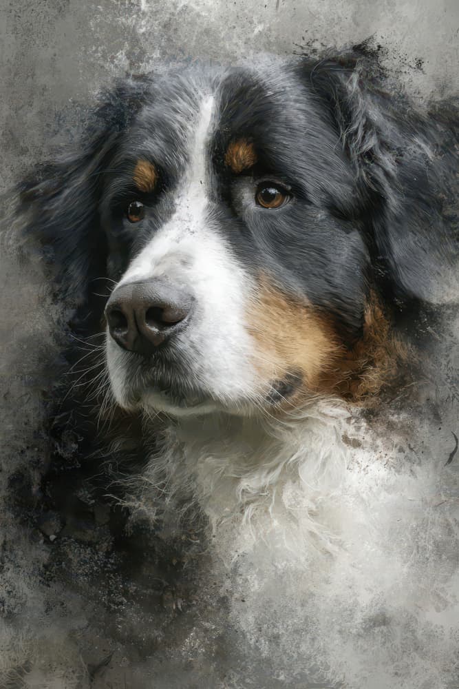 Majestic Bernese Mountain Dog by Rafal Kulik — canvas wall art