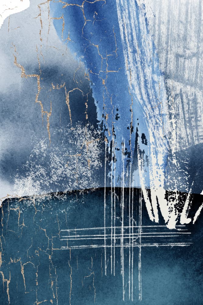 Modern Blue Gold Abstract by Sally Ann Moss — canvas wall art
