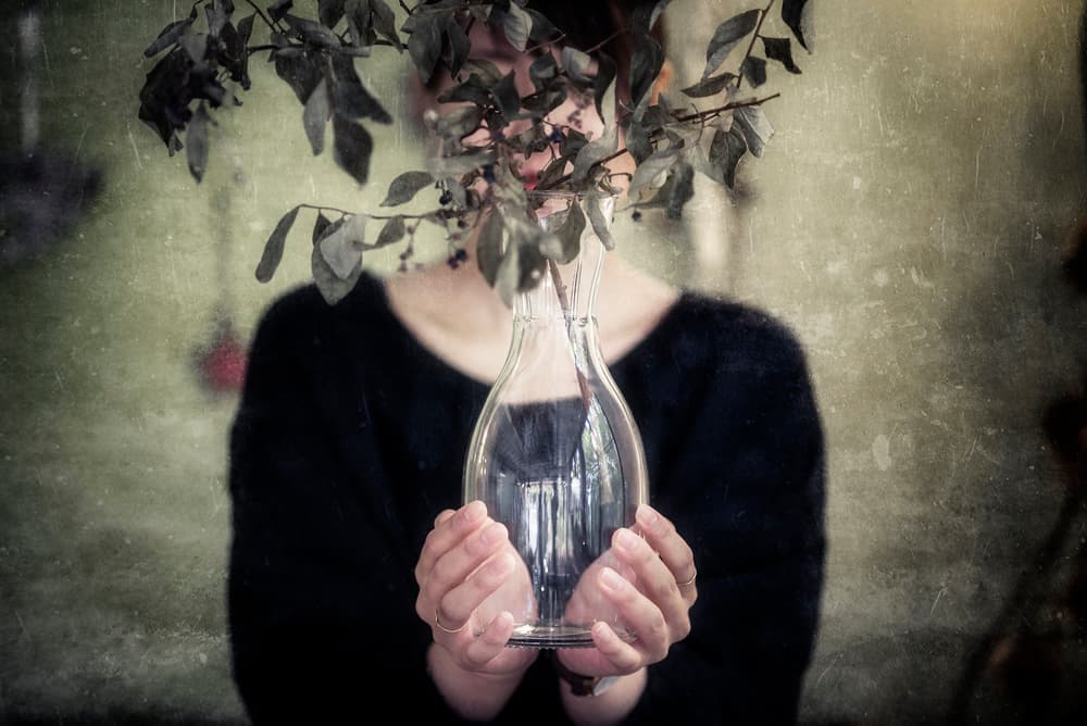 Mysterious Woman Holding Branches by Takashi Suzuki — canvas wall art