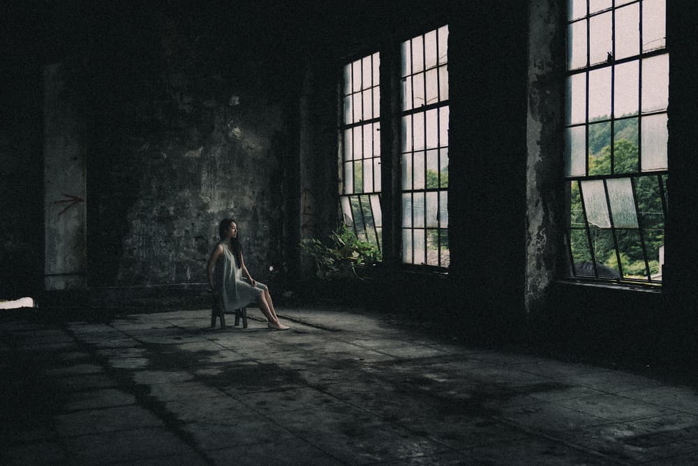 Woman In Abandoned Building by Nobu Ishijima — canvas wall art