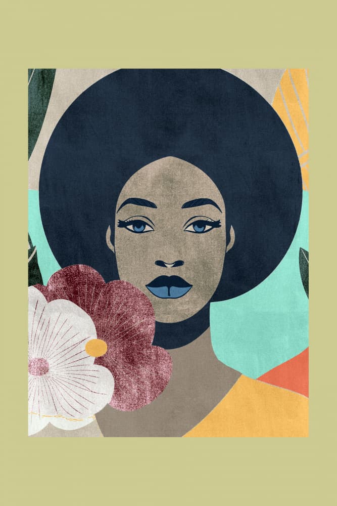 Vibrant Afro Woman Floral by casa cartissi — canvas wall art