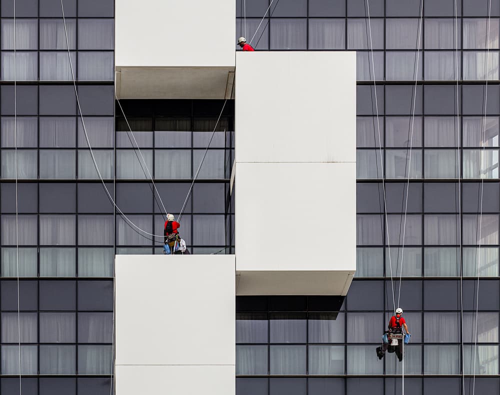 High-Rise Window Cleaners by Adolfo Urrutia — canvas wall art