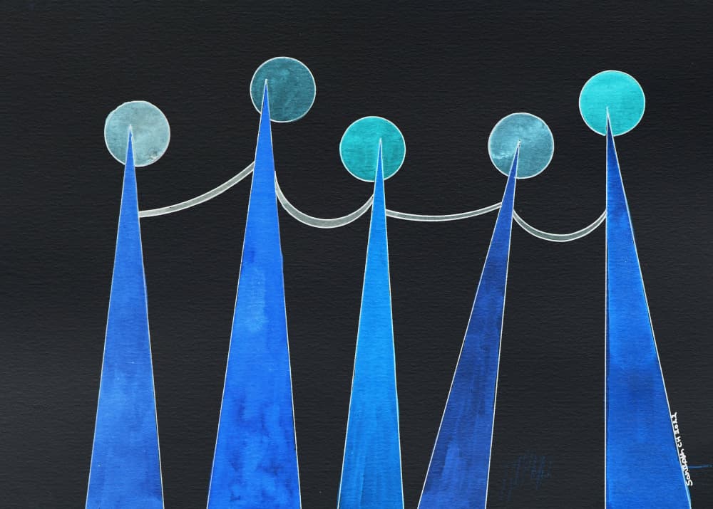 Abstract Blue Connection by Santhosh ch — canvas wall art