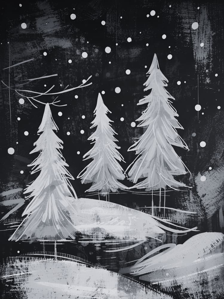Snowy Winter Trees by Ohkimiko — canvas wall art