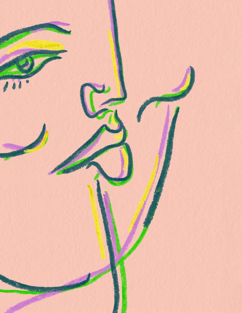 Colorful Line Art Portrait by JLC ART — canvas wall art
