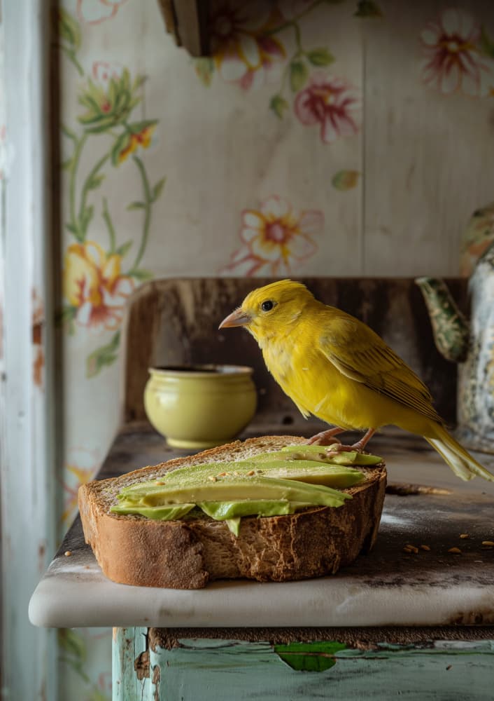 Canary on Avocado Toast by Niky Rahner — canvas wall art