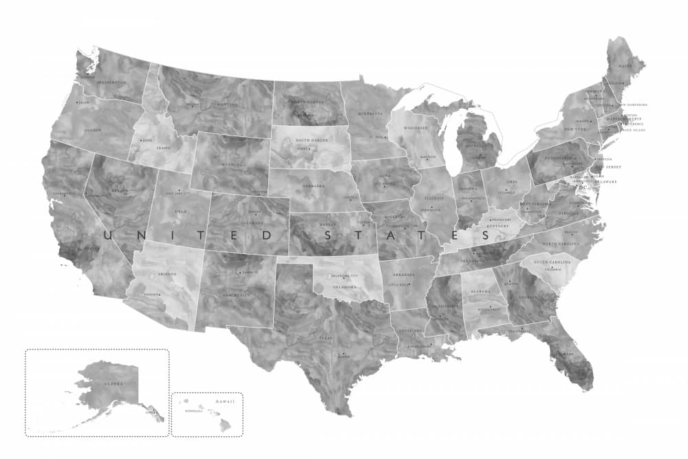 United States Watercolor Map by Rosana Laiz Blursbyai — canvas wall art