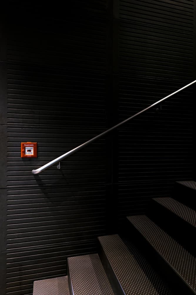 Dark Industrial Staircase by Roberto Parola — canvas wall art