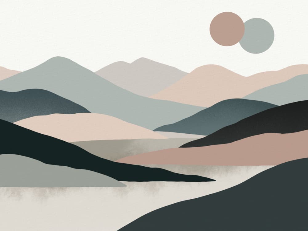 Pastel Mountain Landscape by Little Dean — canvas wall art