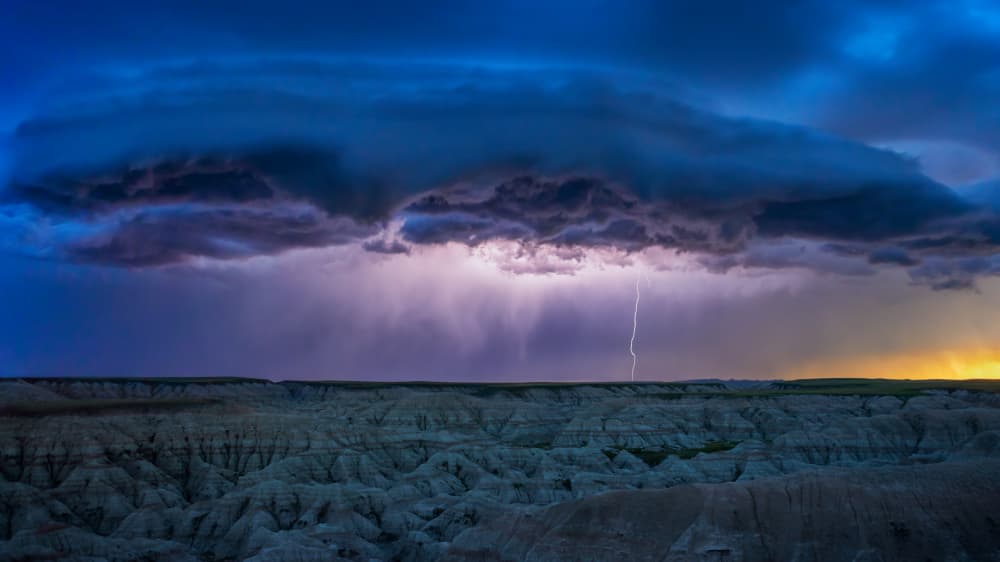 Dramatic Desert Lightning Storm by Jun Zuo — canvas wall art