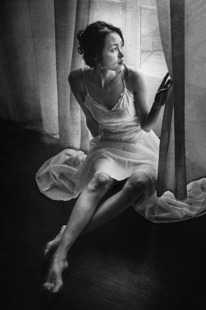 Pensive Woman by Window by Eiji Yamamoto — canvas wall art