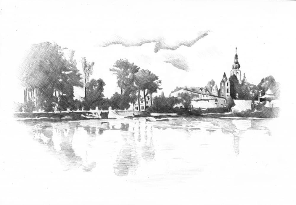 Peaceful Village Reflections by Kulik — canvas wall art