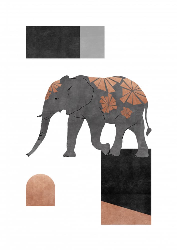 Geometric Safari Elephant by Orara Studio — canvas wall art