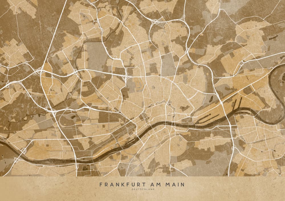 Vintage Frankfurt Map by Rosana Laiz Blursbyai — canvas wall art