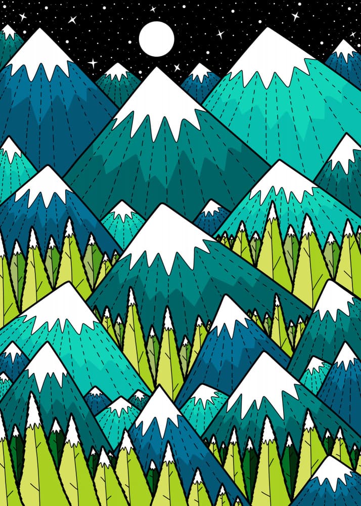 Whimsical Mountain Night by Stephen Wade — canvas wall art