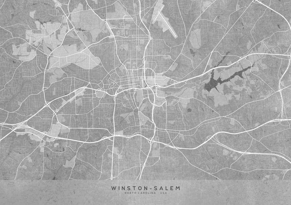 Winston-Salem City Map by Rosana Laiz Blursbyai — canvas wall art