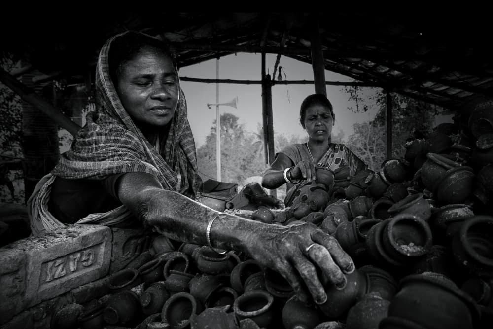Pottery Market Women by Kuntal Biswas — canvas wall art
