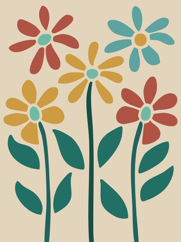 Happy Abstract Flowers by Andreas Magnusson — canvas wall art