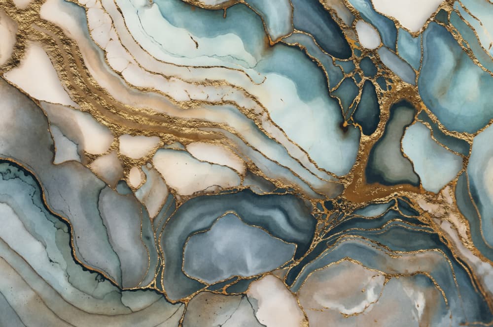 Fluid Teal Gold Abstract by Andrea Haase — canvas wall art