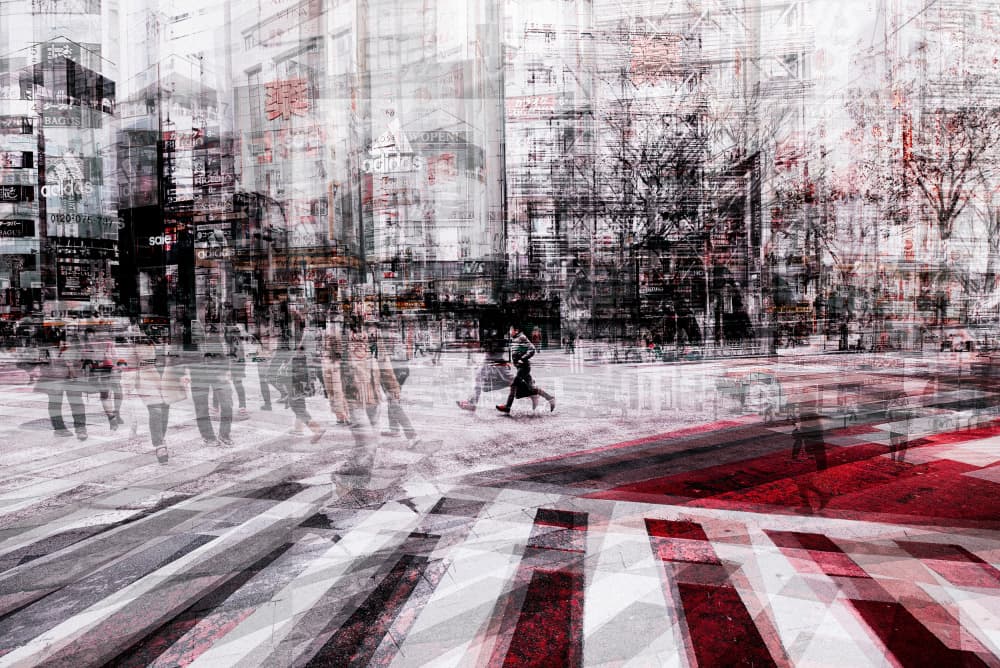 Dynamic Urban Red Crossing by Carmine Chiriacò — canvas wall art