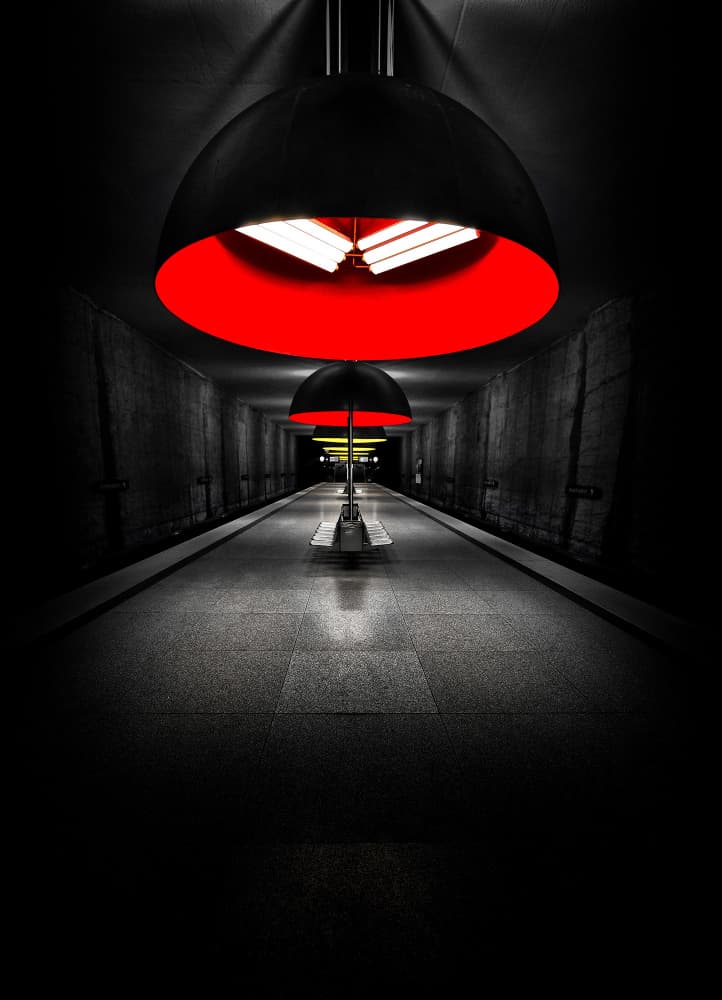 Red Subway Tunnel by Jorge Pimenta — canvas wall art
