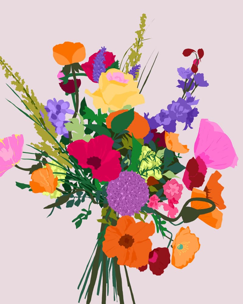 Vibrant Floral Bouquet by Uma Gokhale — canvas wall art