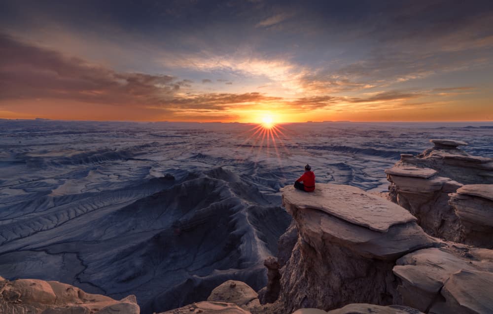 Solitary Desert Sunset by Bing Li — canvas wall art