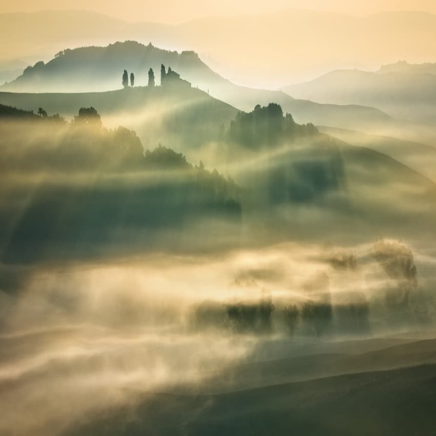 Misty Golden Hills by Krzysztof Browko — canvas wall art