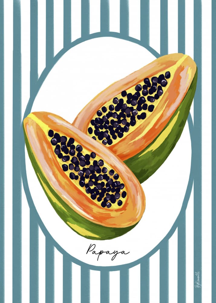 Fresh Tropical Papaya by ByKammille — canvas wall art