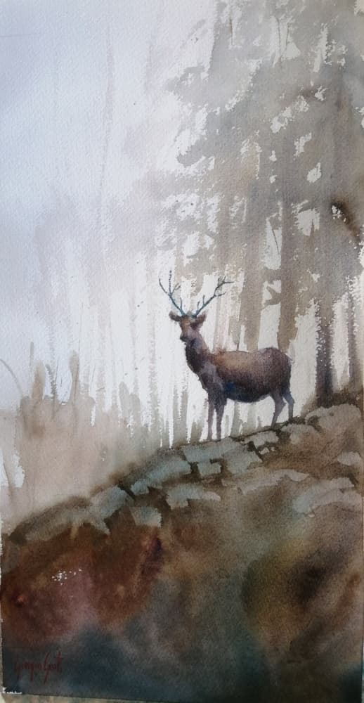 Misty Forest Stag by Giorgio Gosti — canvas wall art