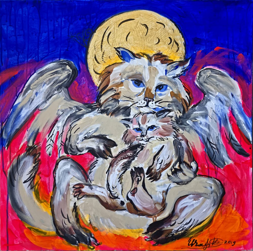 Angelic Mother Cat by Kanat Ibragimov — canvas wall art