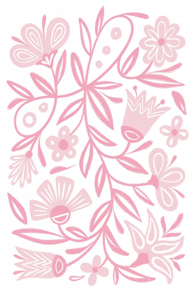 Whimsical Pink Botanicals by Martina — canvas wall art