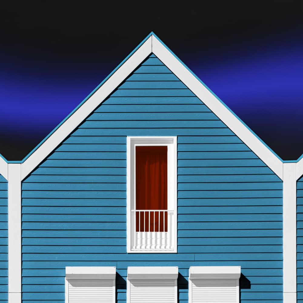 Blue House Red Window by Marc Huybrighs — canvas wall art