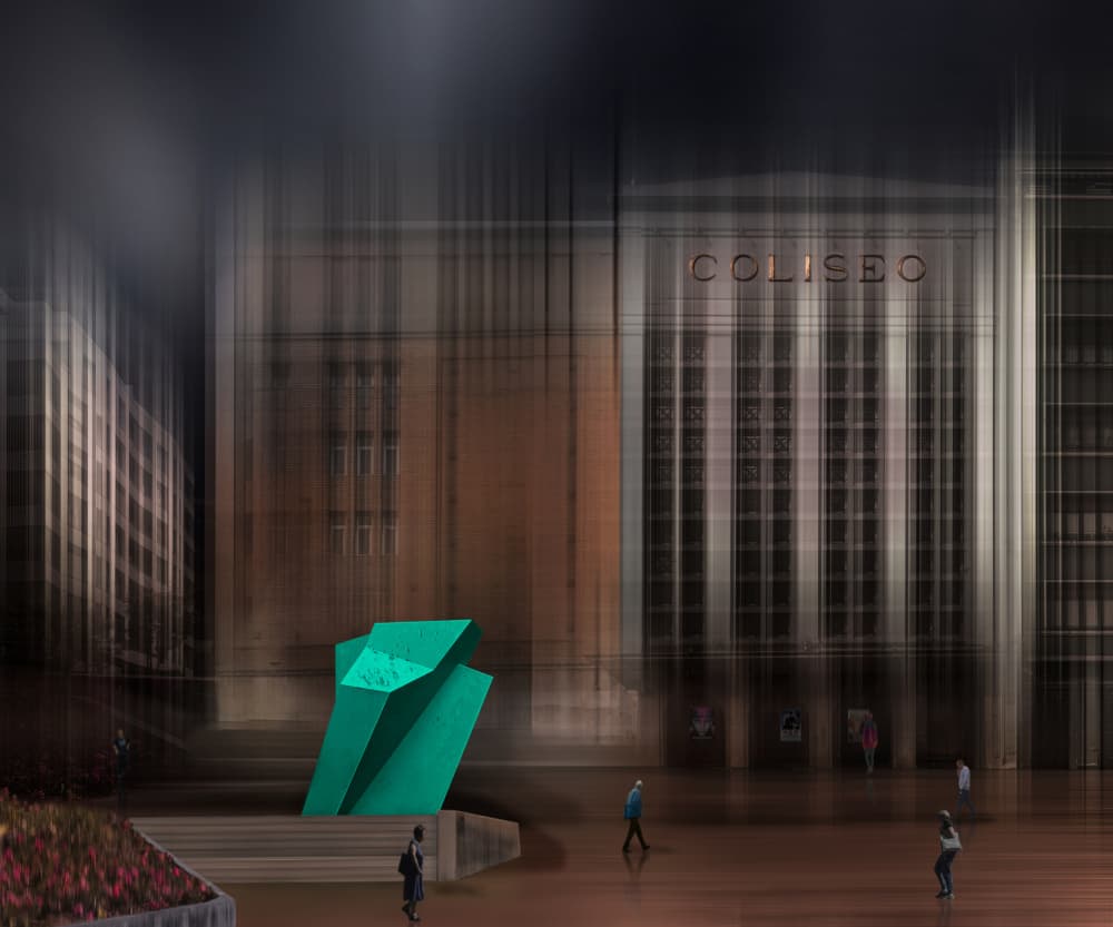 Teal City Sculpture by Juan Antonio Palacios — canvas wall art