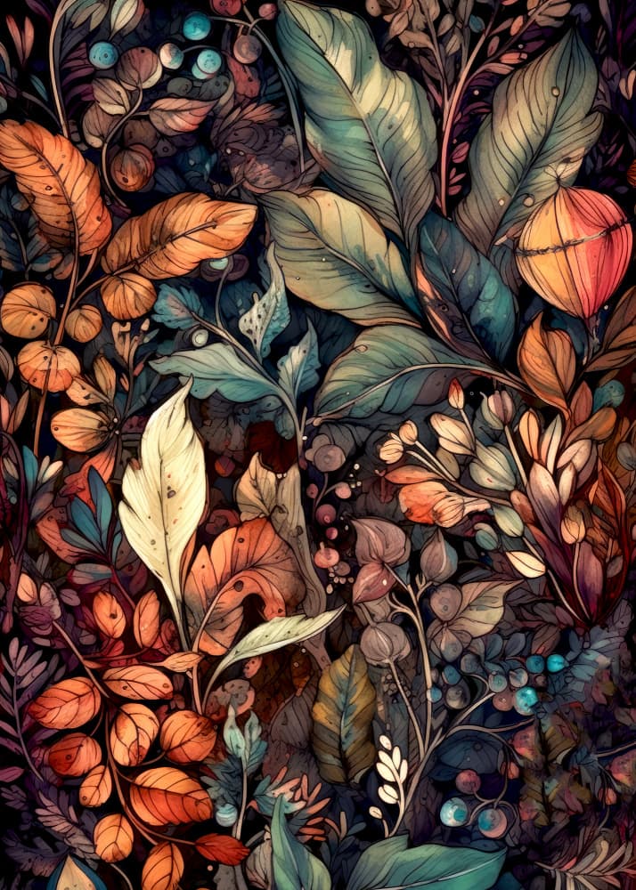 Vibrant Autumn Botanical by Justyna Jaszke — canvas wall art